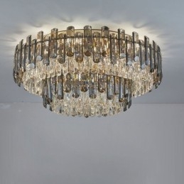 Lampada da soffitto rotonda moderna semplice da montare a filo in cristallo, lampada da pranzo