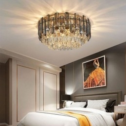 Lampada da soffitto in cristallo semplice e moderna, rotonda, montaggio a filo, luce decorativa