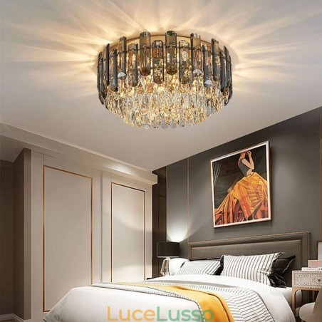Lampada da soffitto in cristallo semplice e moderna, rotonda, montaggio a filo, luce decorativa Lampada da soffitto in cristallo semplice e moderna, rotonda, montaggio a filo, luce decorativa