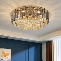 Lampada da soffitto in cristallo semplice e moderna, rotonda, montaggio a filo, luce decorativa
