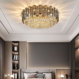 Lampada da soffitto in cristallo semplice e moderna, rotonda, montaggio a filo, luce decorativa