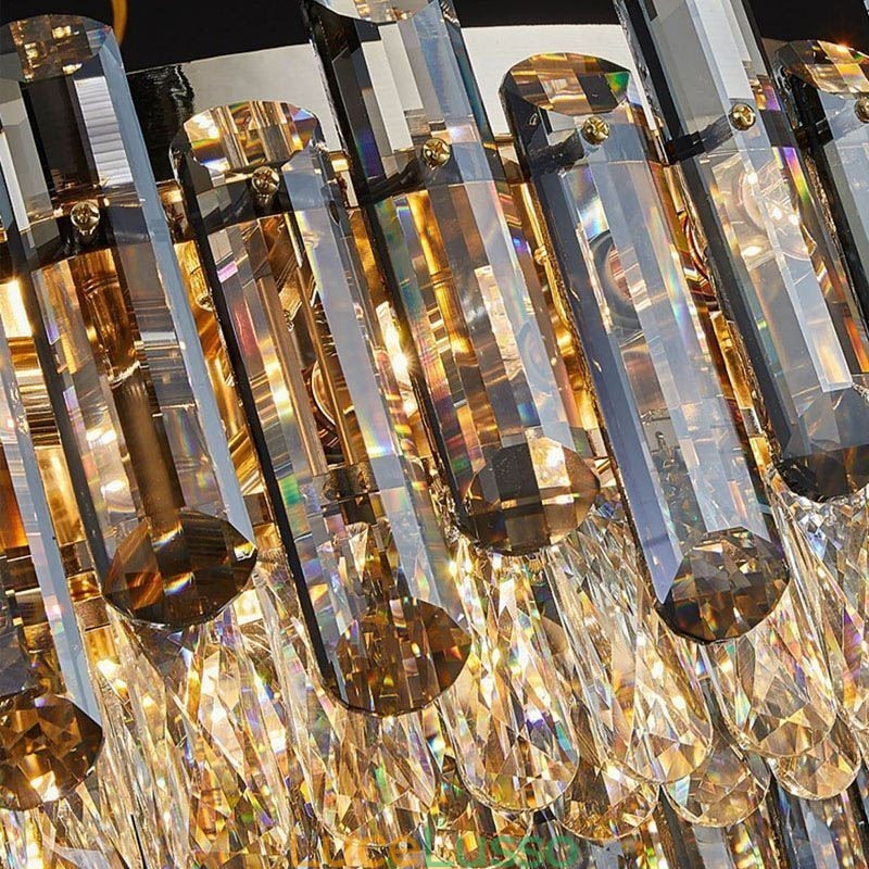 Lampada da soffitto in cristallo semplice e moderna, rotonda, montaggio a filo, luce decorativa