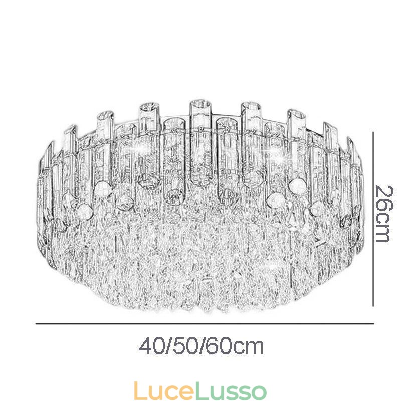 Lampada da soffitto in cristallo semplice e moderna, rotonda, montaggio a filo, luce decorativa