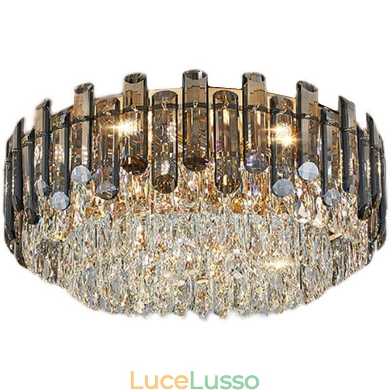Lampada da soffitto in cristallo semplice e moderna, rotonda, montaggio a filo, luce decorativa
