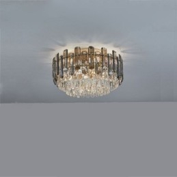 Lampada da soffitto in cristallo semplice e moderna, rotonda, montaggio a filo, luce decorativa