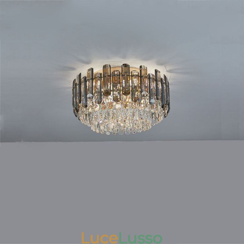 Lampada da soffitto in cristallo semplice e moderna, rotonda, montaggio a filo, luce decorativa