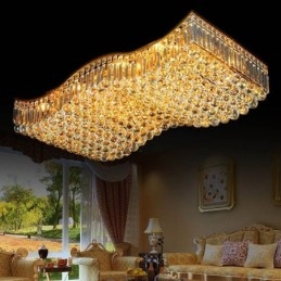 Lampadario rettangolare a filo in cristallo europeo