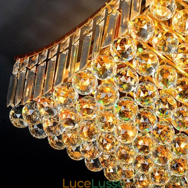 Lampadario rettangolare a filo in cristallo europeo