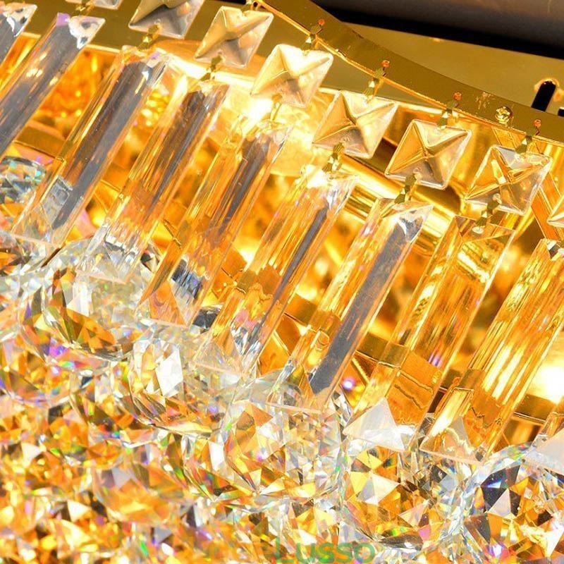 Lampadario rettangolare a filo in cristallo europeo