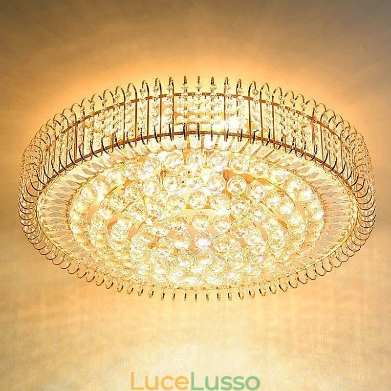 Plafoniera in cristallo rotonda a filo in stile europeo