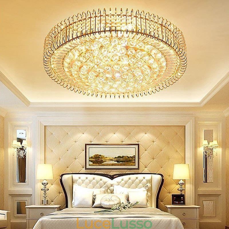 Plafoniera in cristallo rotonda a filo in stile europeo