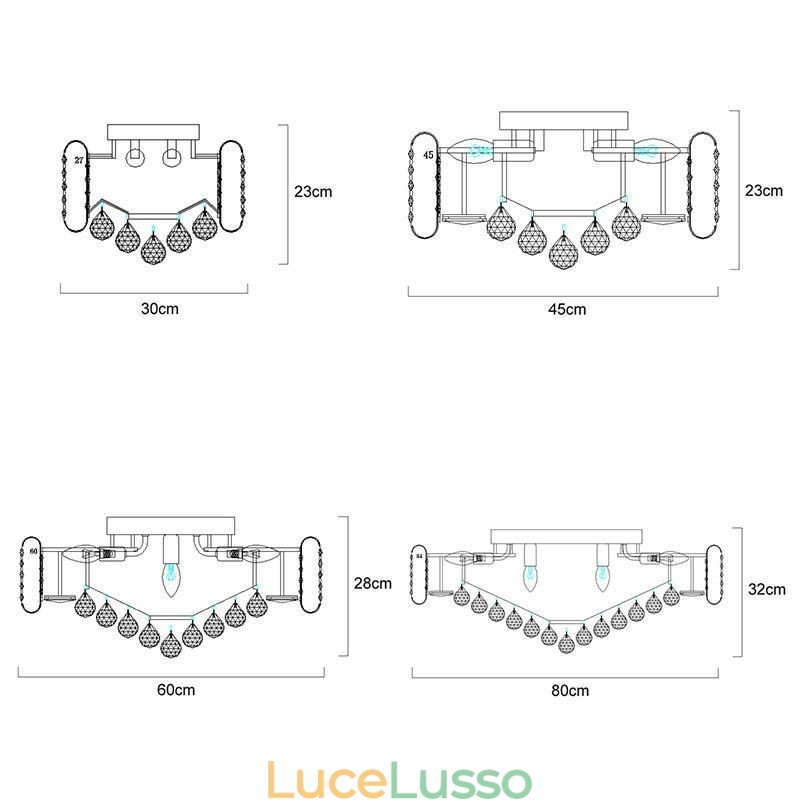 Plafoniera in cristallo rotonda a filo in stile europeo