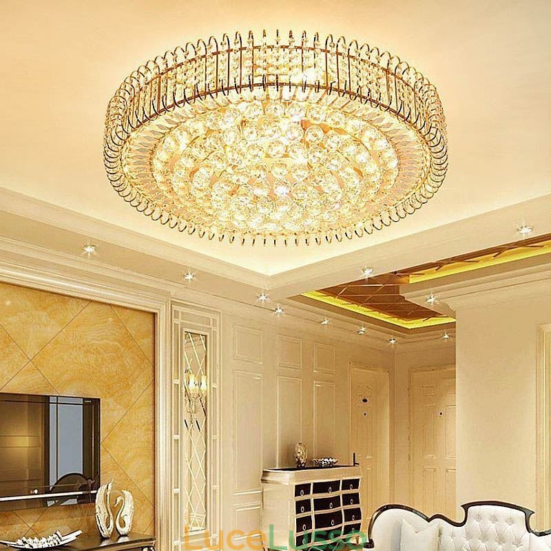 Plafoniera in cristallo rotonda a filo in stile europeo