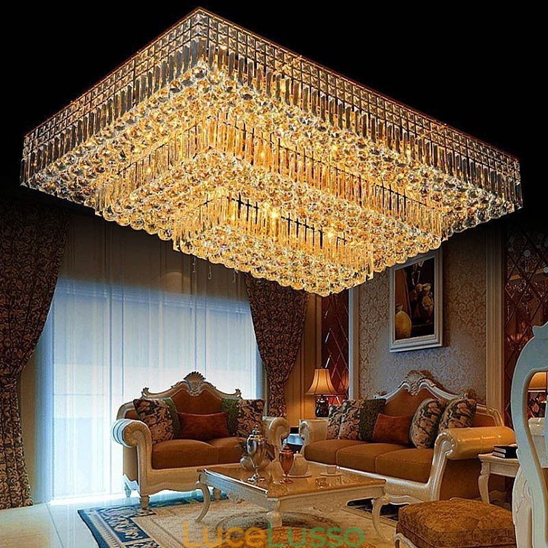 Lampadario moderno a tre livelli in cristallo a filo