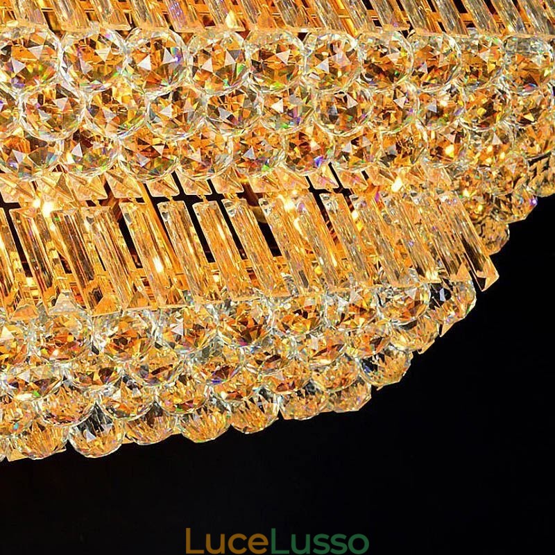 Lampadario moderno a tre livelli in cristallo a filo