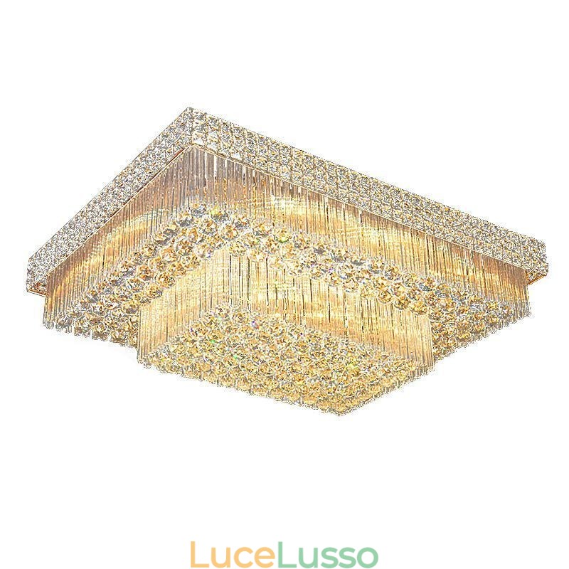 Lampadario di cristallo quadrato europeo a filo