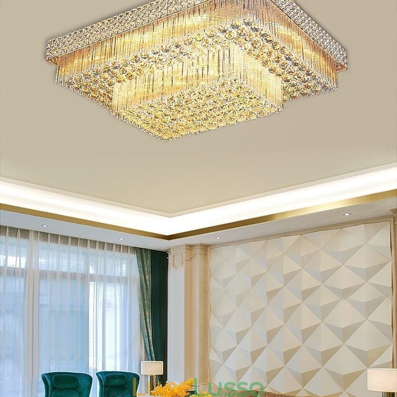 Lampadario di cristallo quadrato europeo a filo