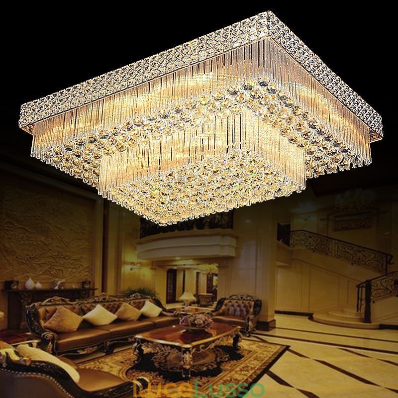Lampadario di cristallo quadrato europeo a filo
