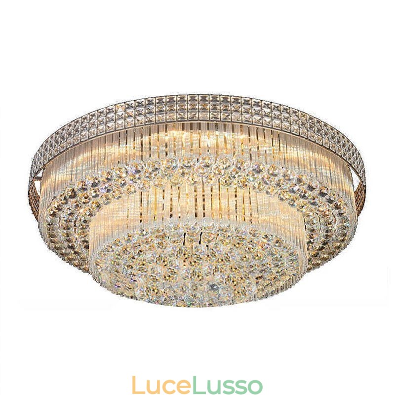 Lampadario moderno in cristallo rotondo montato a filo