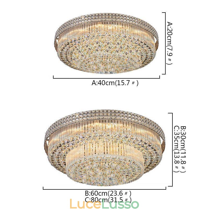Lampadario moderno in cristallo rotondo montato a filo