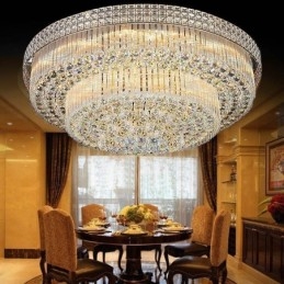 Lampadario moderno in cristallo rotondo montato a filo