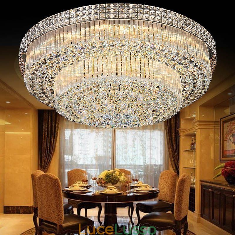 Lampadario moderno in cristallo rotondo montato a filo