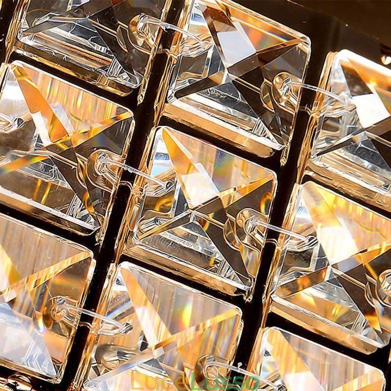 Lampadario moderno in cristallo rotondo montato a filo