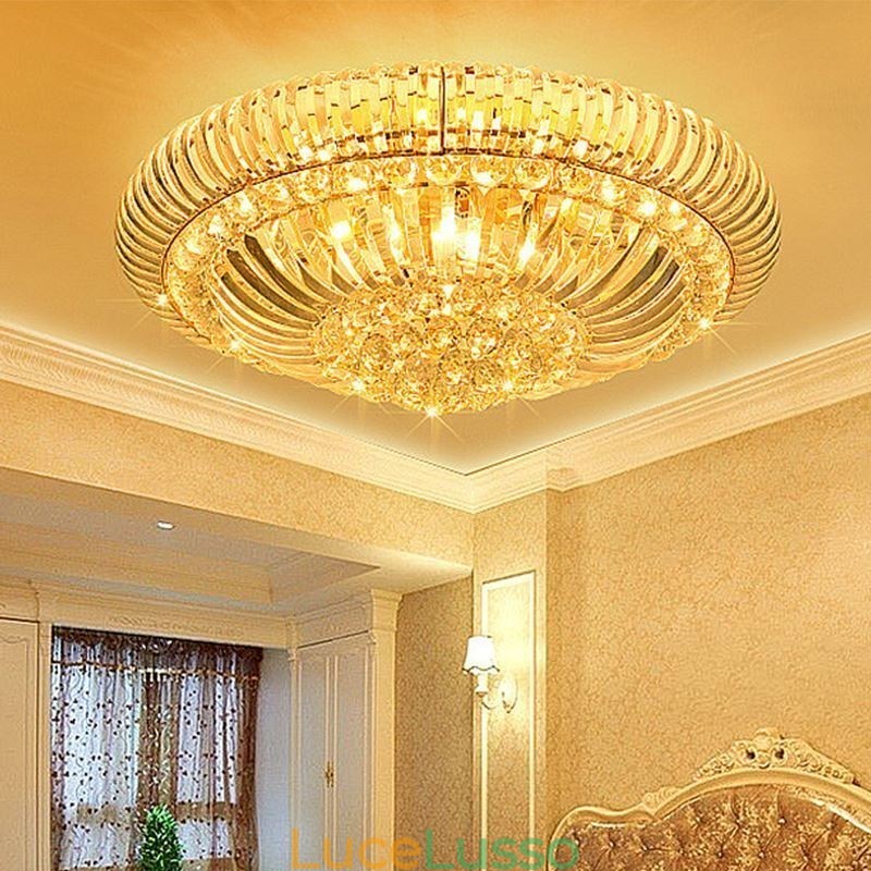 Moderna semplice illuminazione rotonda in cristallo montata a filo