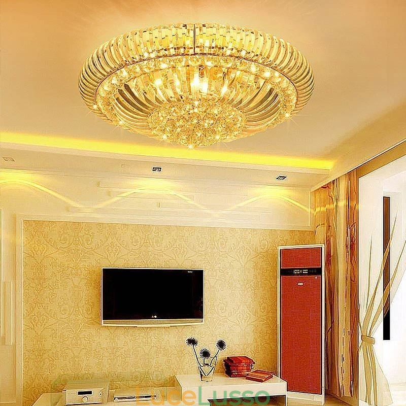 Moderna semplice illuminazione rotonda in cristallo montata a filo