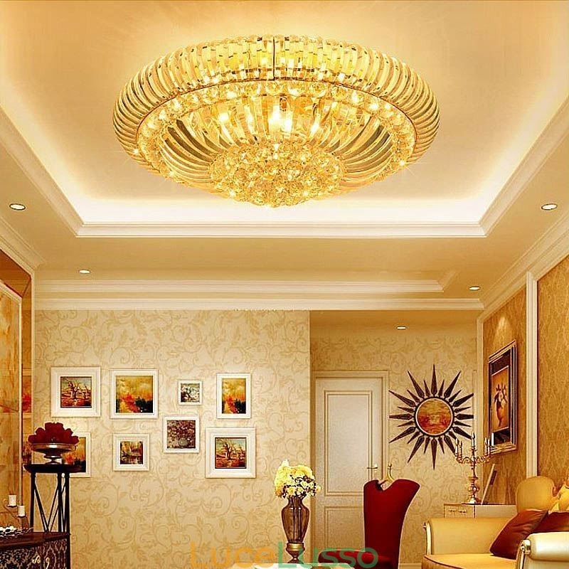 Moderna semplice illuminazione rotonda in cristallo montata a filo