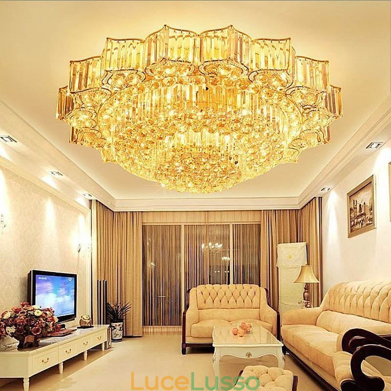 Elegante lampadario di cristallo rotondo a filo a forma di fiore