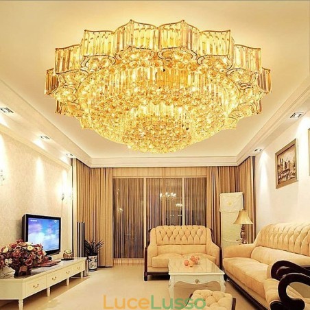 Elegante lampadario di cristallo rotondo a filo a forma di fiore Elegante lampadario di cristallo rotondo a filo a forma di fiore