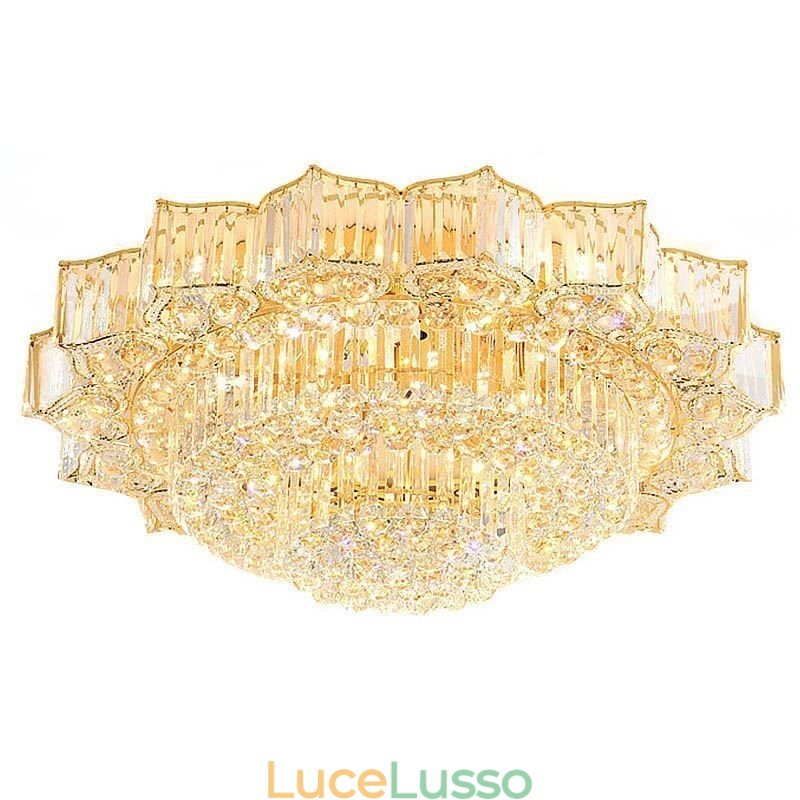Elegante lampadario di cristallo rotondo a filo a forma di fiore
