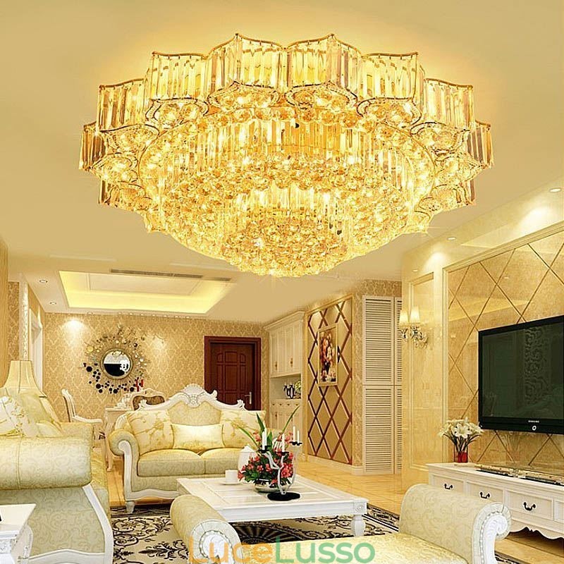 Elegante lampadario di cristallo rotondo a filo a forma di fiore