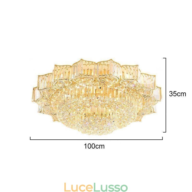 Elegante lampadario di cristallo rotondo a filo a forma di fiore