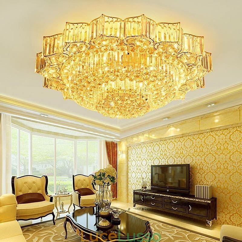 Elegante lampadario di cristallo rotondo a filo a forma di fiore