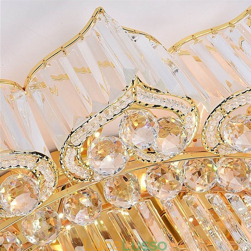 Elegante lampadario di cristallo rotondo a filo a forma di fiore