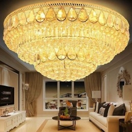 Lampada da soffitto in cristallo di lusso con montaggio a filo, luce rotonda