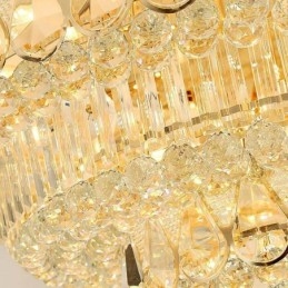 Lampada da soffitto in cristallo di lusso con montaggio a filo, luce rotonda