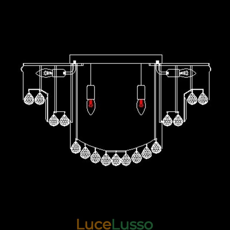 Lampada da soffitto in cristallo di lusso con montaggio a filo, luce rotonda