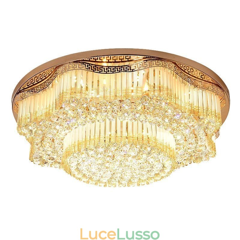 Plafoniera in cristallo a filo contemporanea, illuminazione rotonda di lusso