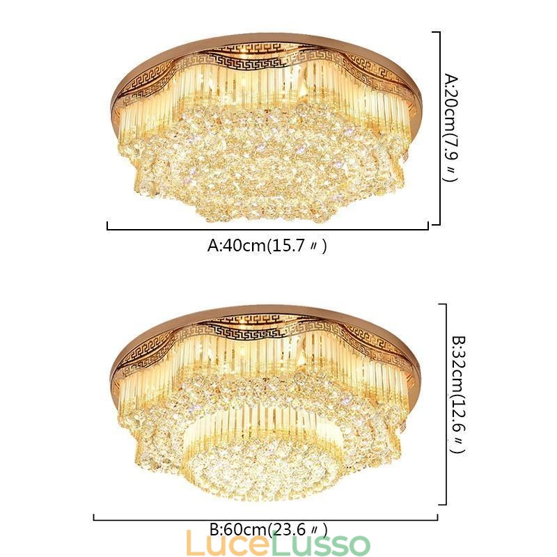 Plafoniera in cristallo a filo contemporanea, illuminazione rotonda di lusso