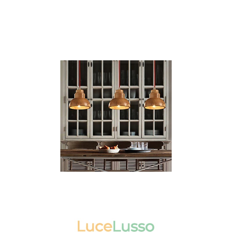 Lampadario Mini Stile Tradizionale Classico Legno Bambù