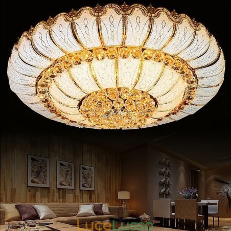 Lampada da soffitto in cristallo a filo semplice e contemporanea, rotonda Lampada da soffitto in cristallo a filo semplice e contemporanea, rotonda