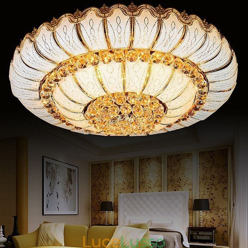 Lampada da soffitto in cristallo a filo semplice e contemporanea, rotonda