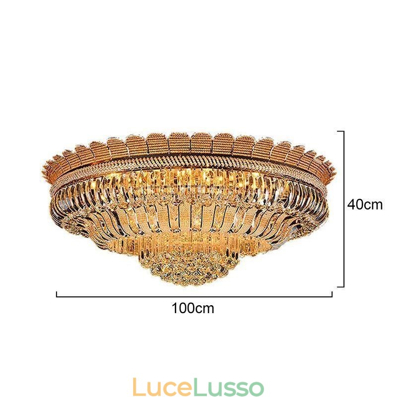 Lampada da soffitto in cristallo di lusso, montaggio a filo, illuminazione rotonda