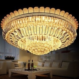 Lampada da soffitto in cristallo di lusso, montaggio a filo, illuminazione rotonda