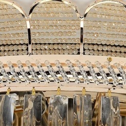 Lampada da soffitto in cristallo di lusso, montaggio a filo, illuminazione rotonda