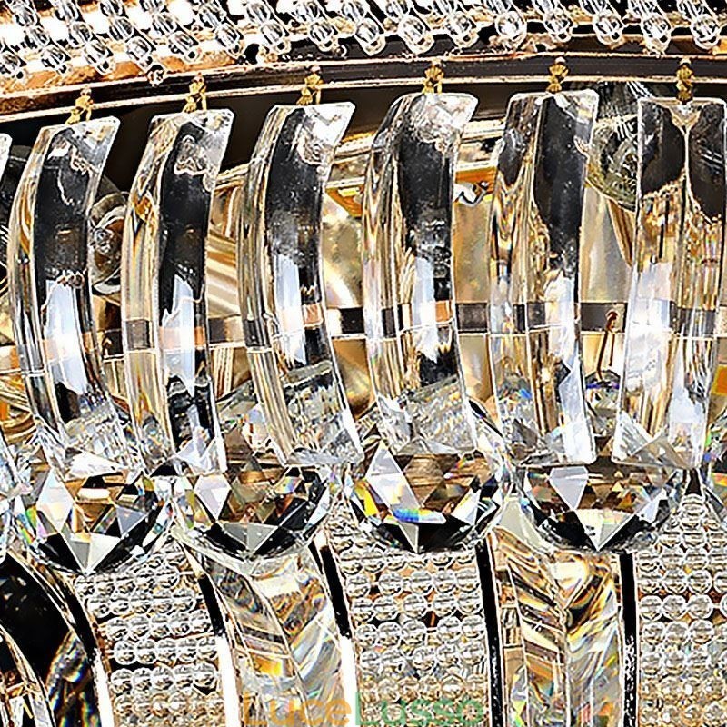 Lampada da soffitto in cristallo di lusso, montaggio a filo, illuminazione rotonda