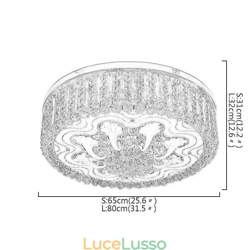 Graziosa plafoniera in cristallo dorato con luce a filo
